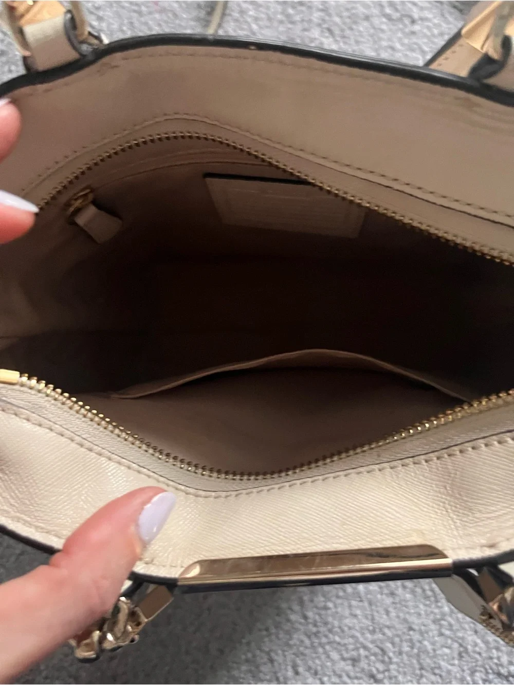 Coach parchment beige Leather Tote Bag with Gold Hardware